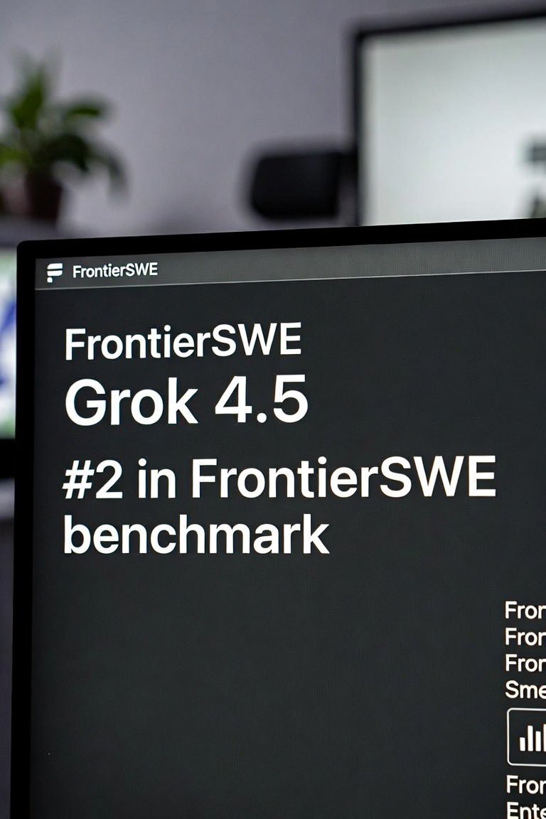 GlobalTechm3's tweet photo. Grok 4.5 is #2 in FrontierSWE benchmark https://t.co/6uNfzwnNw3