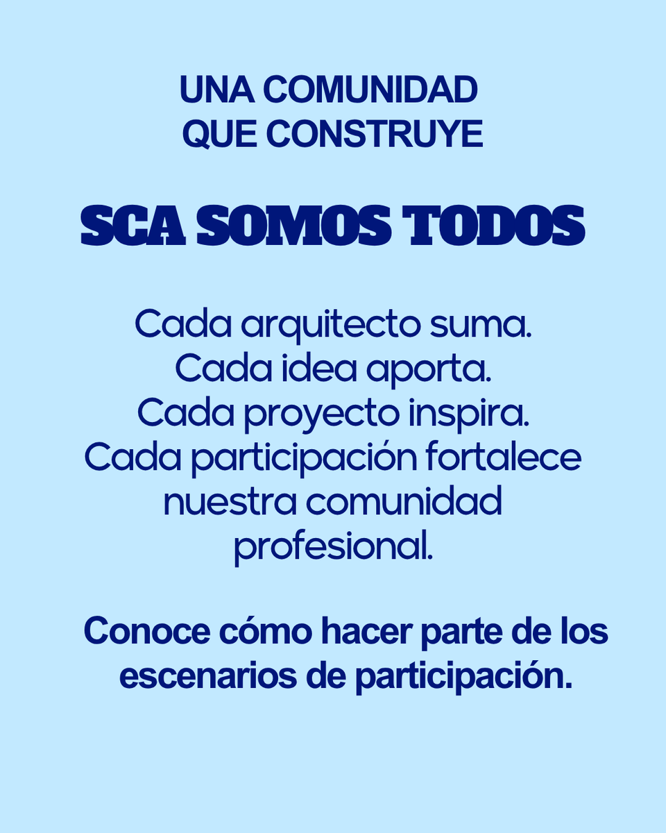 SCABOGOTA's tweet photo. Haz parte de los Escenarios de Participación Profesional y encuentra el espacio donde tu experiencia, ideas y compromiso contribuyen al crecimiento de la arquitectura.

❤️ SCA SOMOS TODOS. https://t.co/sBePqKj1dv