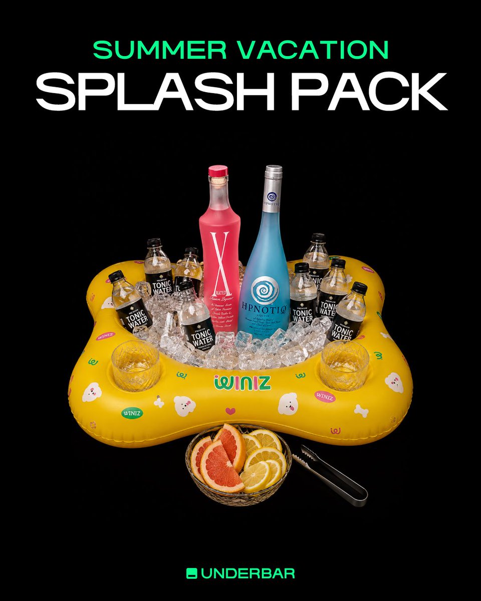 UNDERBAR_KOR's tweet photo. 🌴 SUMMER VACATION EVENT 🌴

올여름,
UNDERBAR가 바캉스로 변신합니다. ☀️🍹

📅 7.23 (Thu) - 8.3 (Mon)

🏖 SPLASH PACK
리큐르 2종 선택
320,000원

🌴 SOAKED PACK
호세 쿠엘보 + 아그와
300,000원

🔥 엉캉스 PACK
호세 쿠엘보 2병
280,000원

🐶 PUPPY PADDLING PACK
사전 예약 시 업그레이드 가능
(퍼피 전용 세팅 제공 / 퍼피 마스크 지참 필수)

👙 Dress Code Benefit
바캉스룩 또는 수영복 착용 시
바캉스 PACK 20,000원 추가 할인

🍸 단품 칵테일 주문 시
첫 잔 무료 사이즈업

올여름은 UNDERBAR에서
시원하게 즐겨보세요. 🌊

📍UNDERBAR