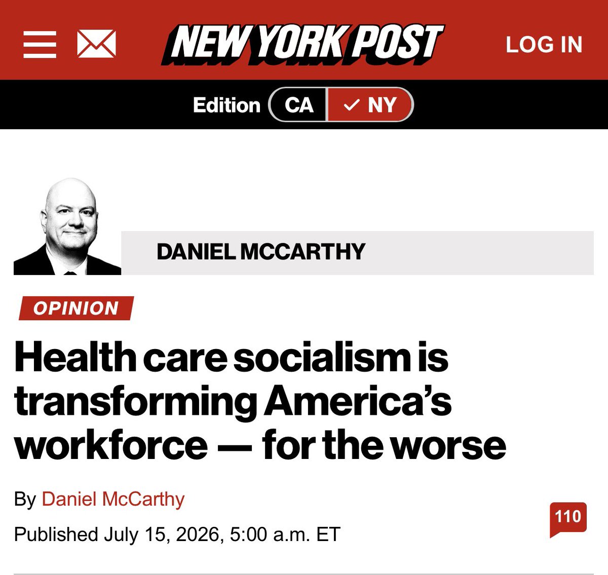 MaryBowdenMD's tweet photo. The fact that health care has replaced manufacturing as the top employer in our country signals a shift away from capitalism and towards socialism. https://t.co/tIGXNzrG5N