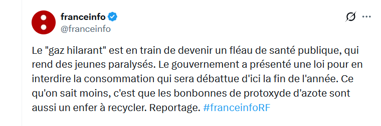 JCQDSE's tweet photo. LE PCF et @FedeAddiction s'offusquent que le Gouvernement interdise le protoxyde d'azote. 

Il vaudrait mieux de "la confiance".

Pour continuer à voir les jeunes des milieux populaires se démolir avec ce produit chimique toxique vendu par des mafias. https://t.co/SUrzyUWoDu