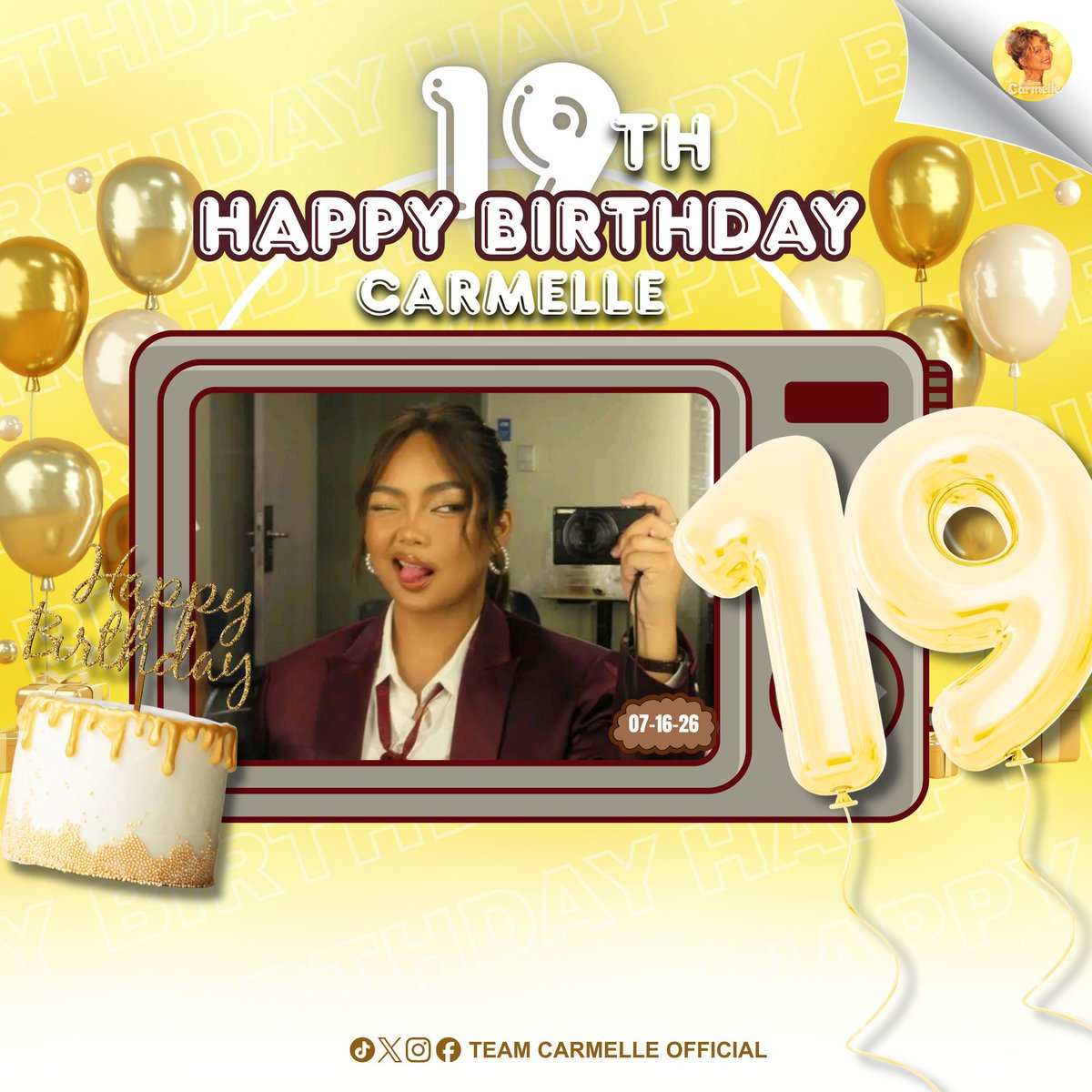 TeamCarmelleOFC's tweet photo. 𝗛𝗘𝗟𝗟𝗢 𝗖𝗔𝗥𝗠𝗘𝗟𝗟𝗜𝗧𝗘𝗦, 𝗜𝗧'𝗦 𝗖𝗔𝗥𝗠𝗘𝗟𝗟𝗘 𝗗𝗔𝗬! 🍰

𝗧𝗼𝗱𝗮𝘆, we celebrate not just another year of your life, but the wonderful person you are. Your kindness, strength, and beautiful spirit make the lives of those around you brighter. May this new chapter bring you endless happiness, good health, exciting opportunities, and countless reasons to smile.

May all your dreams take flight and every moment be filled with love, laughter, and unforgettable memories. You deserve nothing but the very best today and always.

Wishing you the happiest birthday, Carmelle! Enjoy your special day—you truly deserve it.

To all 𝗖𝗮𝗿𝗺𝗲𝗹𝗹𝗶𝘁𝗲𝘀, join us as we welcome the birthday of our one and only 𝗡𝗲𝘄 𝗚𝗲𝗻 𝗣𝗼𝗽 𝗗𝗶𝘃𝗮 at 12:00 midnight! Let’s celebrate together and help trend our official tagline.

CARMELLE SHINES AT NINETEEN 
#Carmelle19thChapter