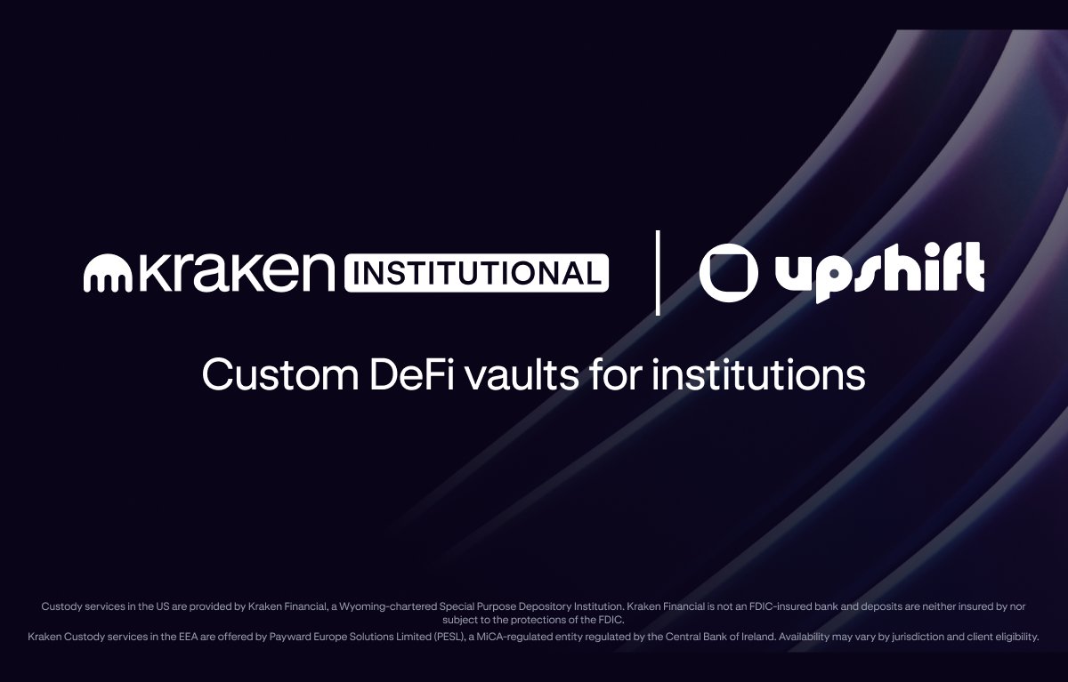 KrakenInsto's tweet photo. We’re proud to partner with @upshift_fi to offer permissioned, dedicated vaults to institutions

Each vault is built around your institutional strategy, asset mix and risk parameters. No shared pool or counterparties

Put your treasury to work with Kraken Institutional 👇 https://t.co/Z5VXRJThBX