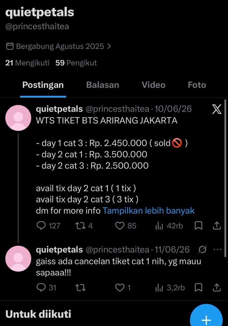 pipehiiiii's tweet photo. Ini sosmednya, kita udh coba hub user yg pernah temenan sm echa jg udh gatau loc dia skrng karena rata2 udh lost contact karena dia ini berkali-kali lari dari utangnya. Jd kalo @princesthaitea  nawarin tiket konser bts jngn ada yg percaya yaa! https://t.co/IT23QFdz94