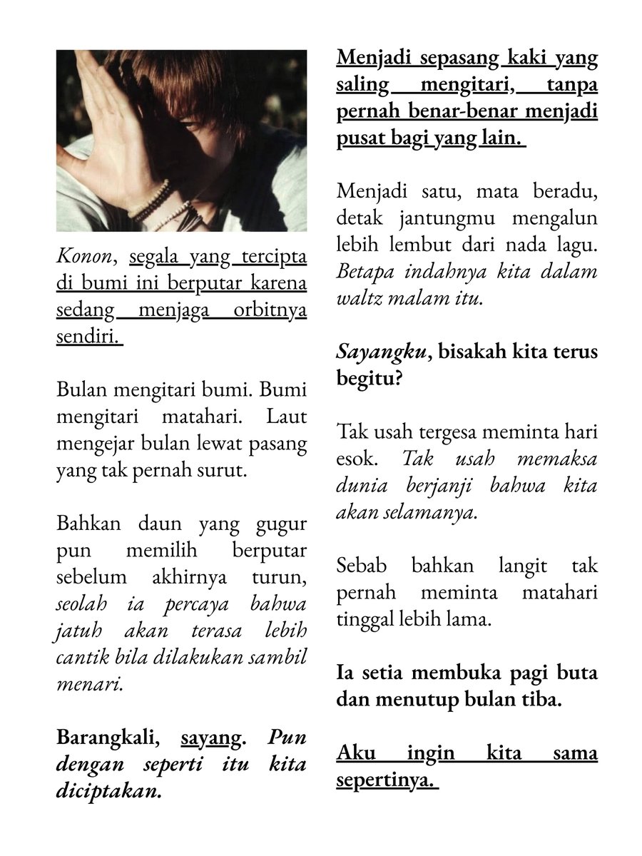pencorner's tweet photo. Mari tetap berputar dalam waltz, sayang. Bahkan tibanya nanti akhir zaman https://t.co/vbGN6FsQTz