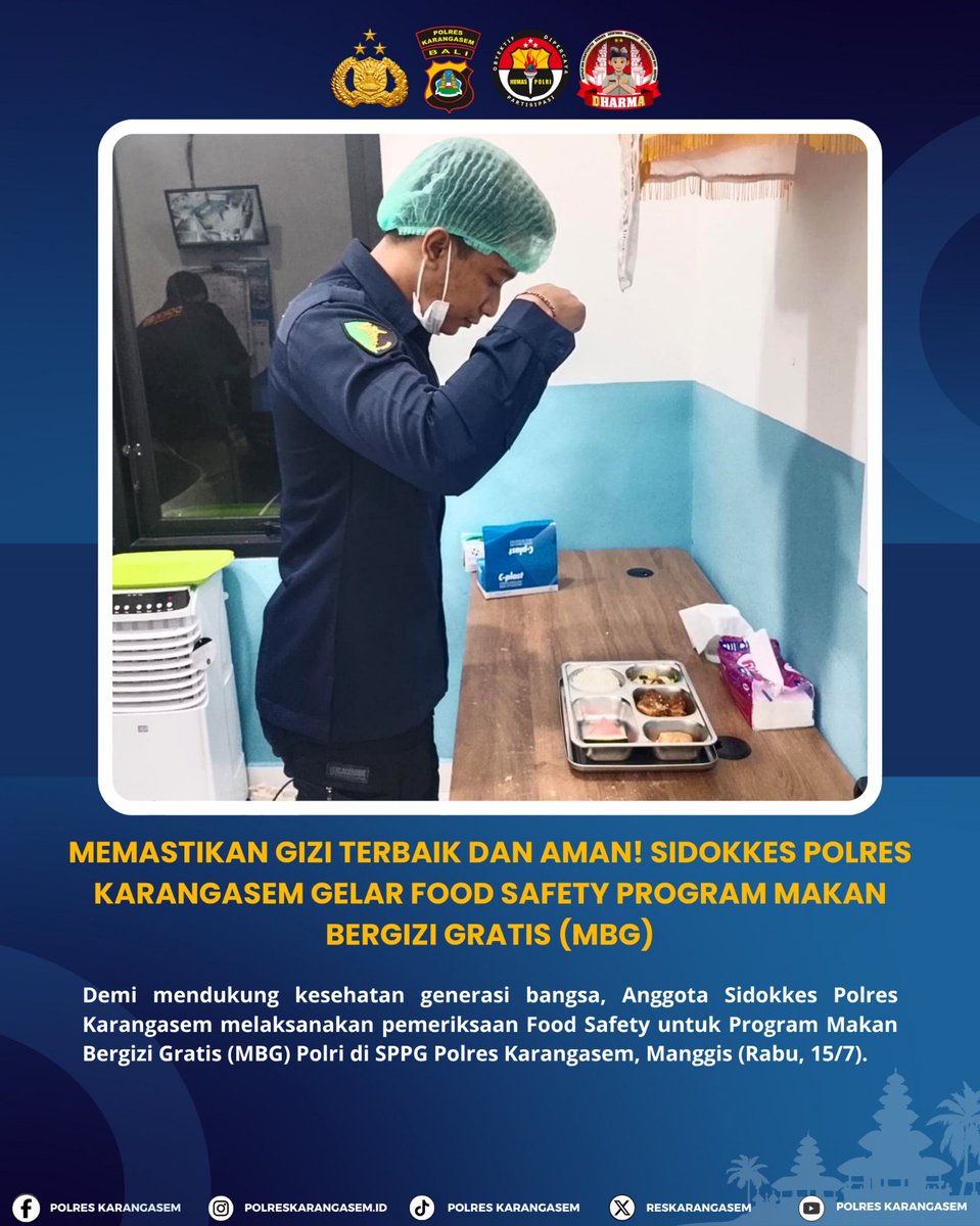PBebandem's tweet photo. Memastikan Gizi Terbaik dan Aman! Sidokkes Polres Karangasem Gelar Food Safety Program Makan Bergizi Gratis (MBG)

Demi mendukung kesehatan generasi bangsa, Anggota Sidokkes Polres Karangasem melaksanakan pemeriksaan Food Safety untuk Program Makan Bergizi Gratis (MBG) https://t.co/EGaDTq21cK