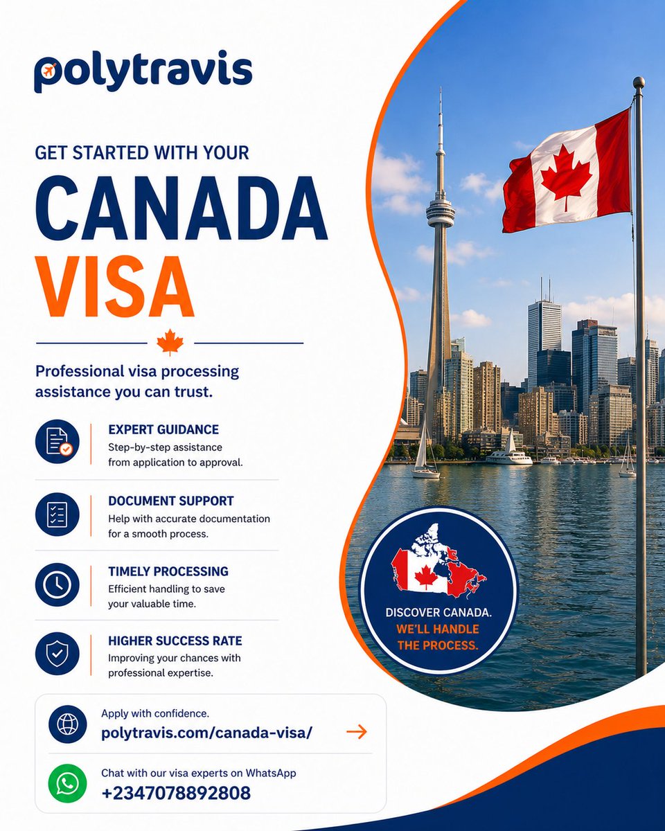 Polytravis's tweet photo. 🇨🇦 Canada Visa Made Easy.

Take the next step toward your Canadian journey with expert visa processing assistance from Polytravis. We're with you from application to submission.

#CanadaVisa #TravelToCanada #Polytravis https://t.co/RlSh9wekUZ