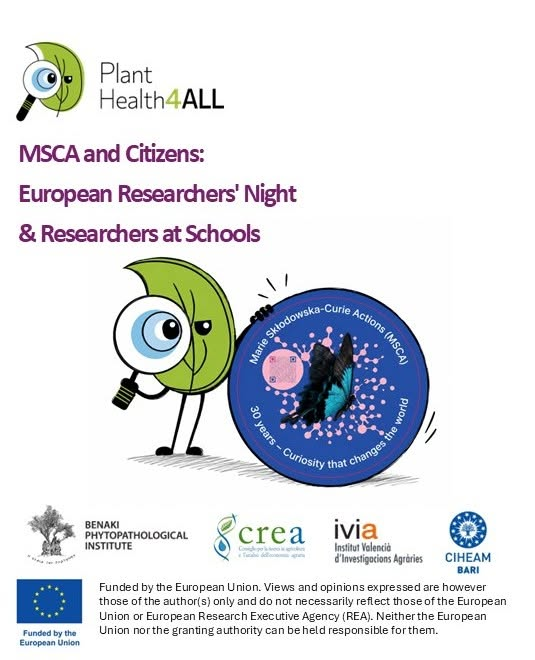 PlantHealth4ALL's tweet photo. Researchers' Night in Kifisia, Florence, Rome, Valencia, and Bari
25/09/2026
BPI, CREA, IVIA, CIHEAM-Bari
Engaging Society on Plant Health for a Sustainable Future #EuropeanResearchersNight #HorizonEU #MSCA #BPI #PlantHealth https://t.co/7kGmP0Mlp8