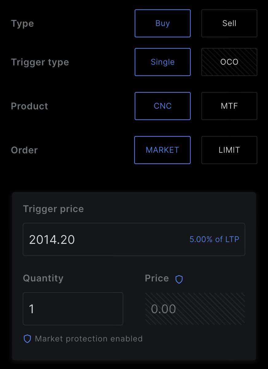 PriceVolumeEdge's tweet photo. So @zerodha finally decided to give Market GTT orders 
Life will be a little easy now :) https://t.co/hdGQ8jepWn