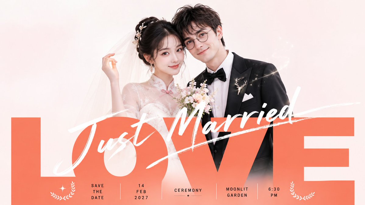Romantic Just Married Wedding Poster