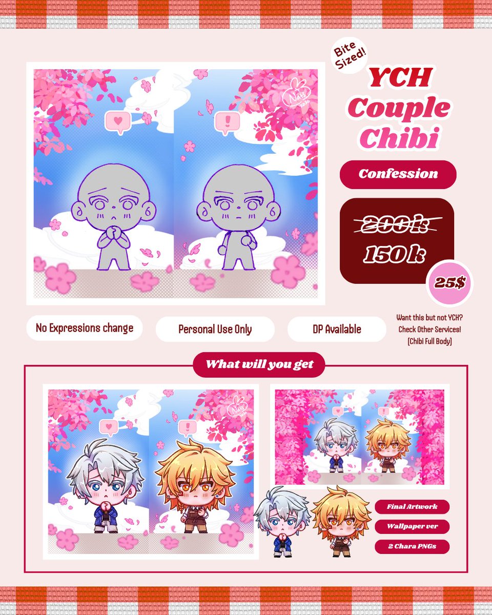 Natshell_x's tweet photo. [ ♡ + ↻ are very appreciated!]

Open Commission ❤️ Bite Sized Chibi

<YCH Couple> and <Full Body>
For Local &amp; International !! #Vgencomm

💚https://t.co/nGojUDA7ga
💜https://t.co/ZIvniYpTpk https://t.co/2Ok6z8sbST