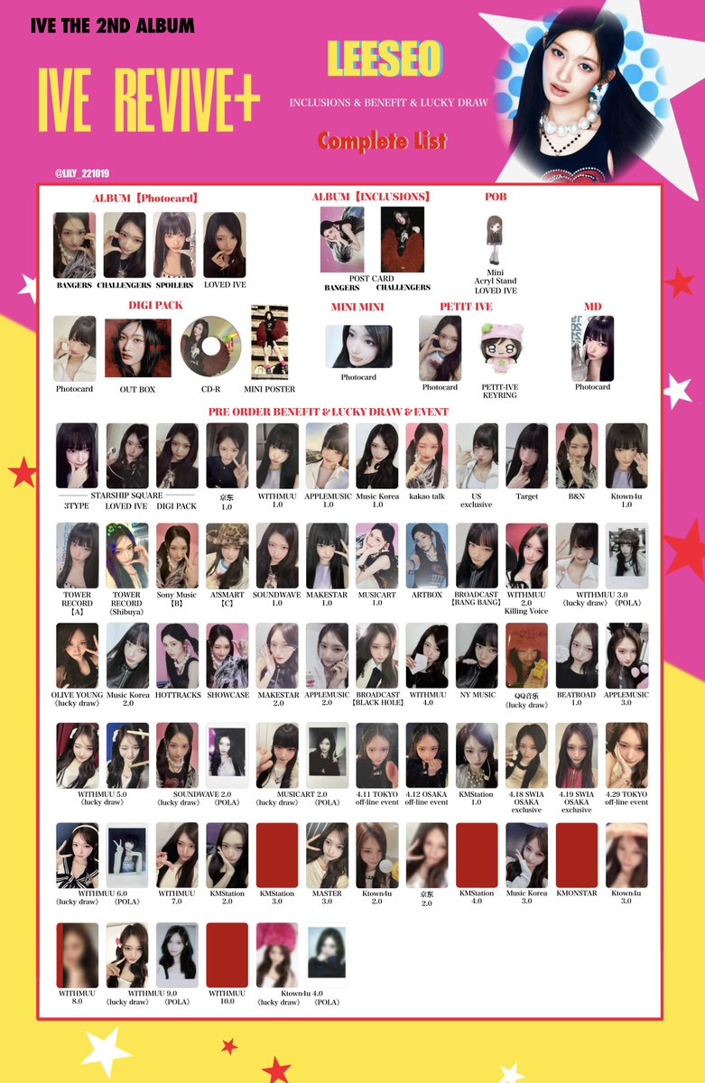 IVE【REVIVE+】 封入&特典 トレカ 一覧 🩷💫 Photocard List ver.10