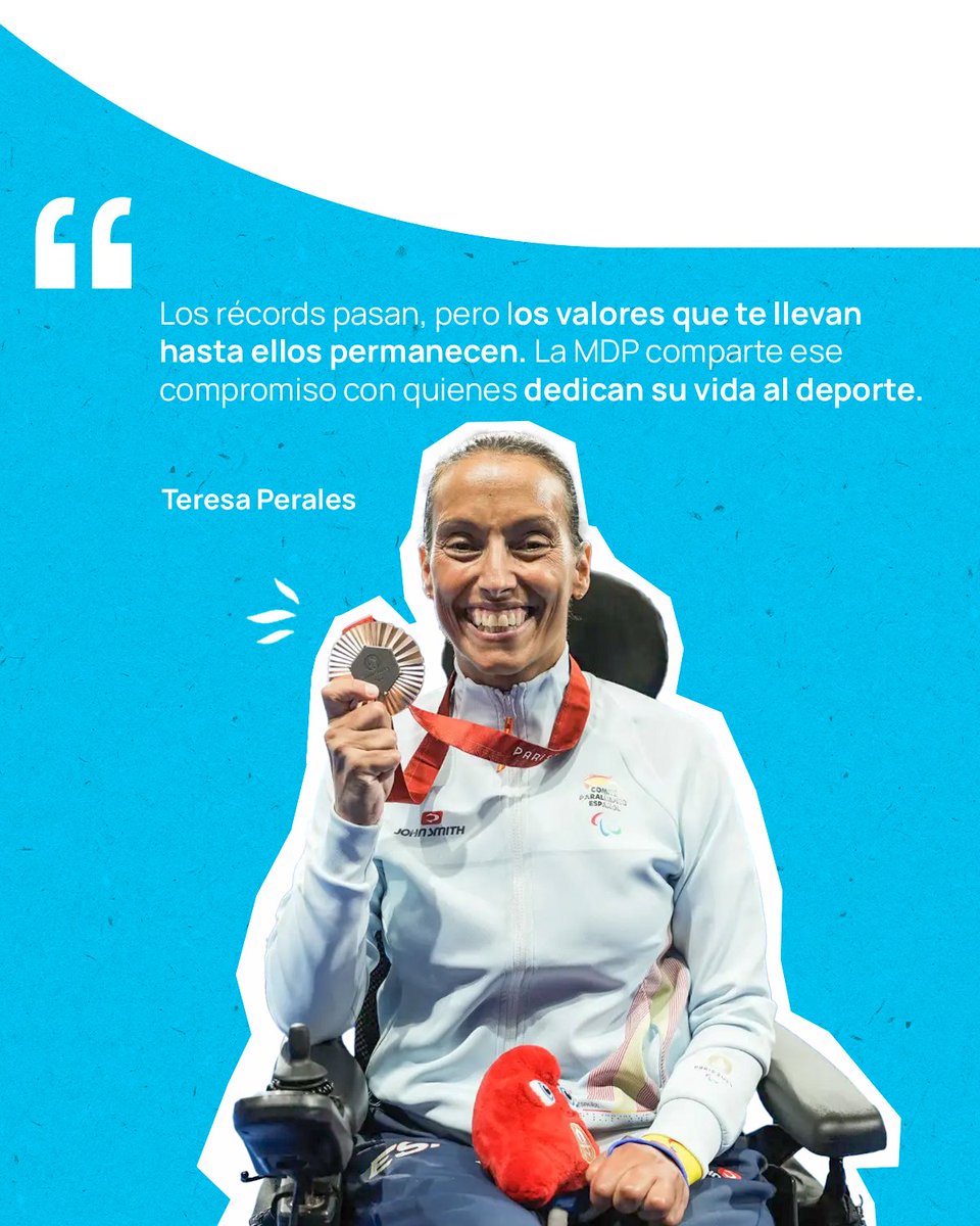 MutuaDeportista's tweet photo. “Los récords pasan, pero los valores que te llevan hasta ellos permanecen. La #MDP comparte ese compromiso con quienes dedican su vida al deporte”

🥇Declaraciones de @teresa_perales, deportista española más laureada en Juegos Paralímpicos.

#Mutualidad #Deportistas #PlanDeAhorro https://t.co/0p8uN1G8qO