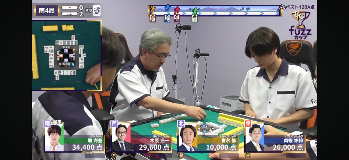 第7回fuzzカップ ベスト128A卓 1回戦終了しました（全2回戦） 南場の親