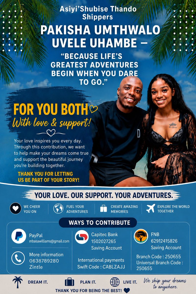 williams_zintle's tweet photo. Thank you so much, lovers, for joining us for the first round of contributions! ❤️🔥

In just 1 hour on TikTok Live, we managed to raise an incredible R3,000! 🎉 Thank you to each and every one of you who contributed, shared, and showed up. Your support means the world to us.

We’re doing it all again on Saturday, starting at 12 PM until late. Let’s keep the momentum going and get even closer to making this dream a reality! ✈️🌍

ROAD TO THAMMELI TAKEOFF
WE PIN WITH THAMMELI ❤️

#ThaMmeliTakeOff
#ThandekaxMmeli