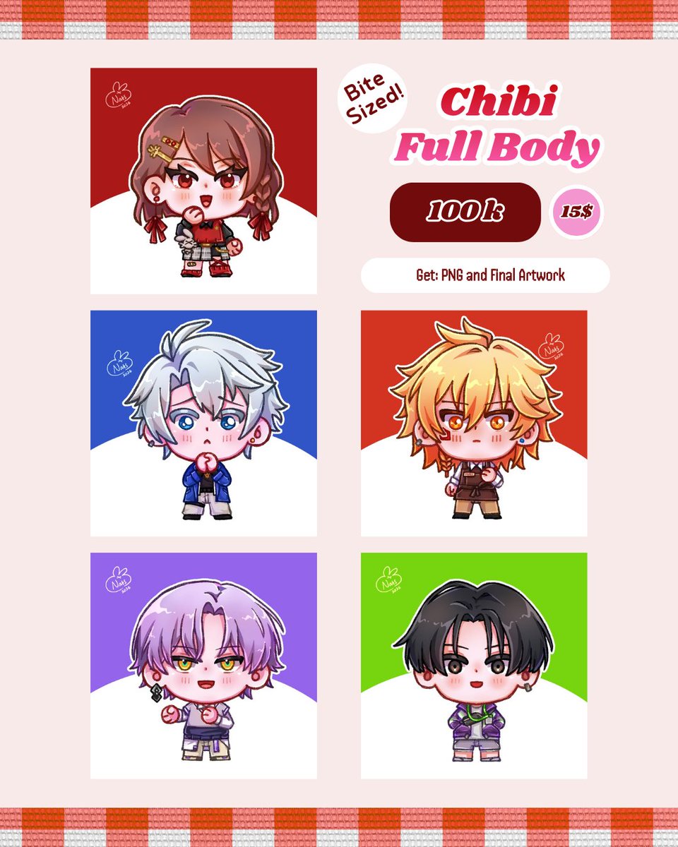 Natshell_x's tweet photo. [ ♡ + ↻ are very appreciated!]

Open Commission ❤️ Bite Sized Chibi

<YCH Couple> and <Full Body>
For Local &amp; International !! #Vgencomm

💚https://t.co/nGojUDA7ga
💜https://t.co/ZIvniYpTpk https://t.co/2Ok6z8sbST