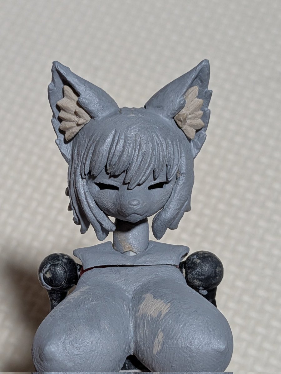 ponchi_tool_7_2's tweet photo. 気力がある内に修正！
何となく正面から見たとき人間的な顎のラインが作れたかなと⋯
頬の毛がペタンコになってしまったのでここは直さないとですね^^; https://t.co/lkjgdWPif9