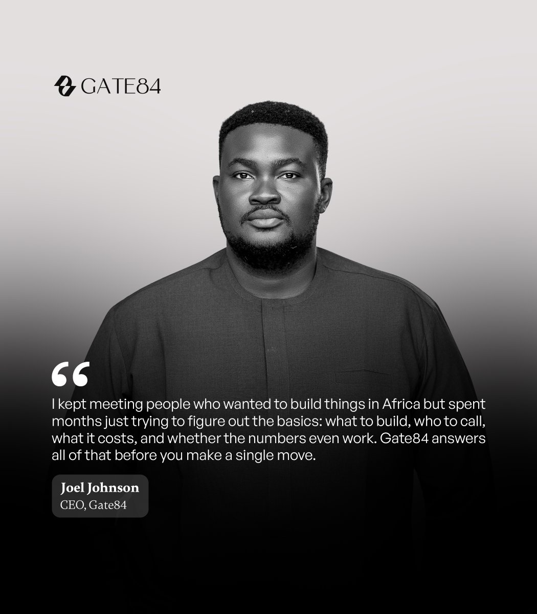Gate84io's tweet photo. Every great business starts by solving a real problem.
For Gate84, it began with removing the uncertainty that stands between opportunity and execution.
#Gate84 #Gate84io #AfricanBusiness #Industrialization https://t.co/S6UzhlFIZN