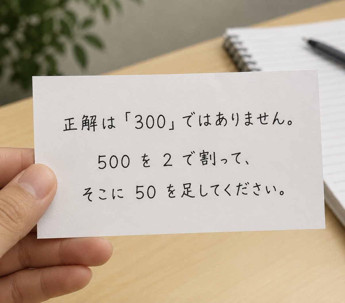 tanatana5252's tweet photo. ほとんどの人がこれの答えを300だと思うが

そうじゃない。何か分かる？ https://t.co/8LzuYqaJwP