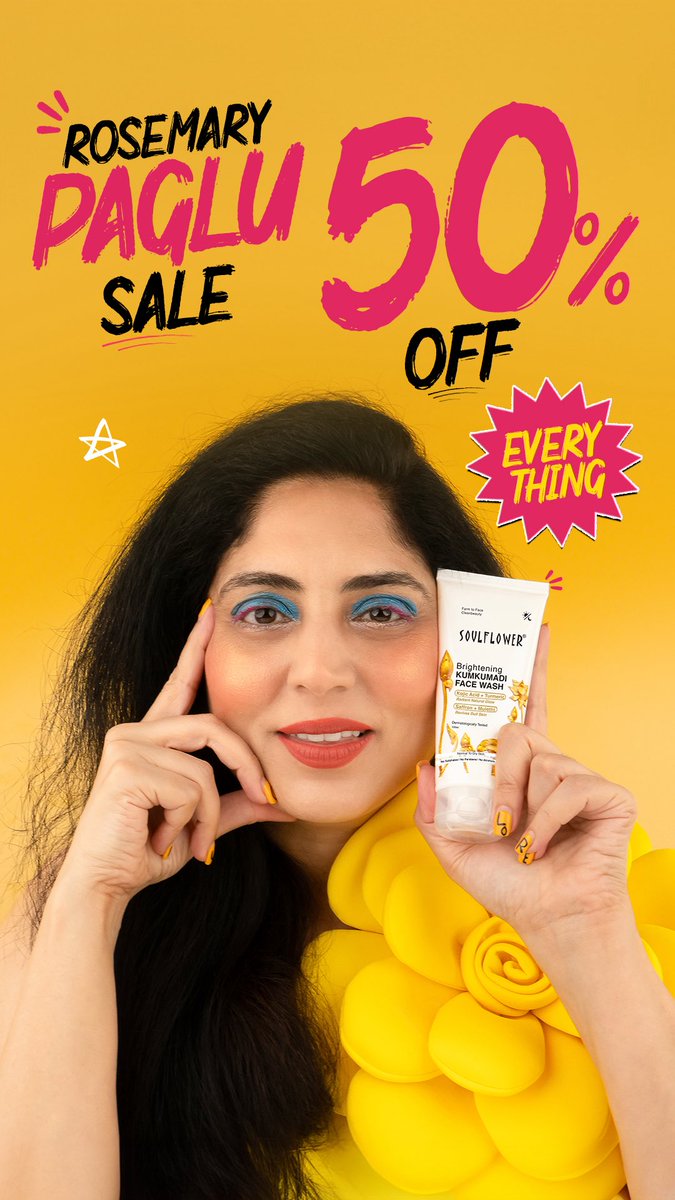 besoulflower's tweet photo. POV: Your favourite Soulflower products are now at FLAT 50% OFF. ๐คฏ๐
This is your sign to stock up on your skincare and haircare essentials.
๐ Shop now before the bestsellers sell out!
#Soulflower #SaleAlert #Flat50Off #Rosemary #HairGrowth #SkinGlow https://t.co/oEVbok8Elx