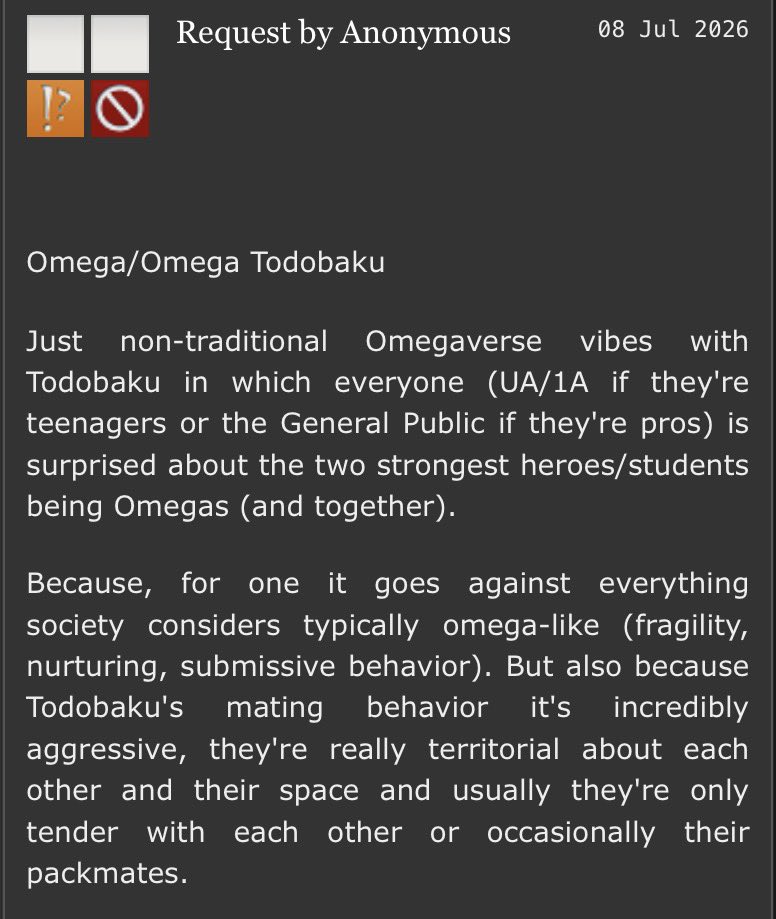 shoutoestdbk's tweet photo. #tdbk #bktd
i cant tell yall how fixated i am currently on omega tdbk they’re sooo precious to me so thank u to whoeveer for this prompt from the todobaku fic fest 2026!!
Can’t wait to write more for this fest 😋
https://t.co/TOrqsaS6nH https://t.co/nPGgY95ErM