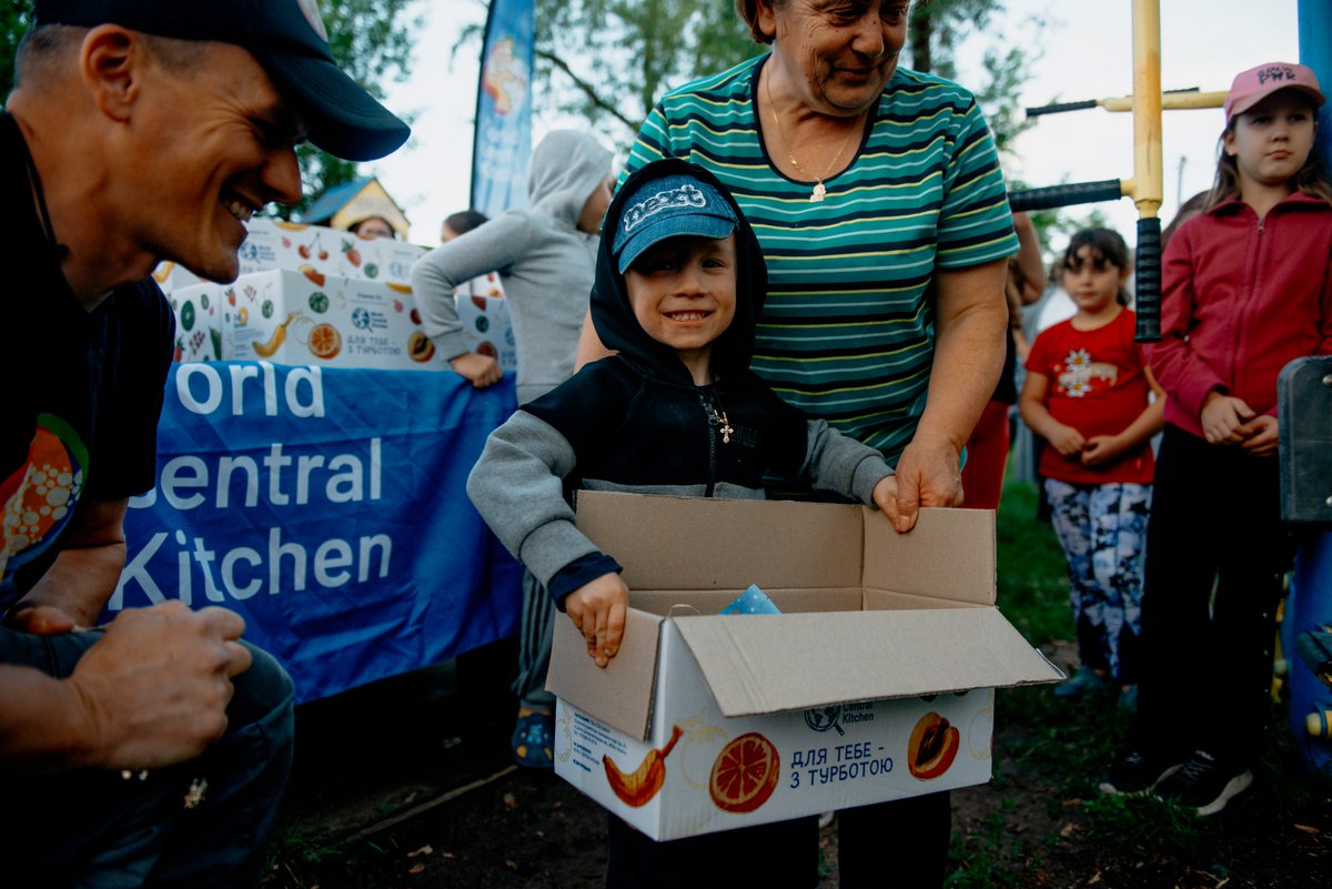 WCKitchen's tweet photo. “When we arrive with food for children—not for a holiday or special occasion—you can see great joy in their eyes. Children understand that people remember them and that there are people in the world who care about them.” – Dmytro, Team WCK

This summer, WCK's Dmytro and our #ChefsForUkraine teams are serving vitamin kits, packed with fruits like pineapples, apples, pears, and more, to children living in communities impacted by war. For our team, seeing these children smile as they unpack their kits means the world. These fruits are a sweet reminder of childhood during summertime, even during challenging times.