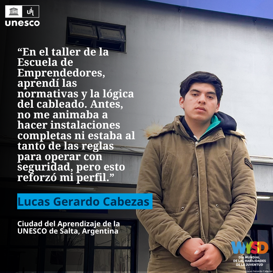UIL's tweet photo. En el #DíaMundialDeLasHabilidadesDeLaJuventud, Emilce y Lucas muestran cómo el aprendizaje a lo largo de toda la vida en la Ciudad del Aprendizaje de la UNESCO de Salta ayuda a la juventud a desarrollar competencias técnicas y construir un mejor futuro.

🔗https://t.co/krbNzmh0DQ https://t.co/hISwx7CEUA