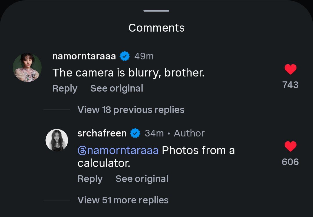 freenismyworld7's tweet photo. They both have same Brain cells 🫣🤣 

The comment from nam reply from Srchafreen 🤣🤣🤣🫣

#srchafreen‌ @namorntaraaa  😂 https://t.co/MrkPzR7I0V