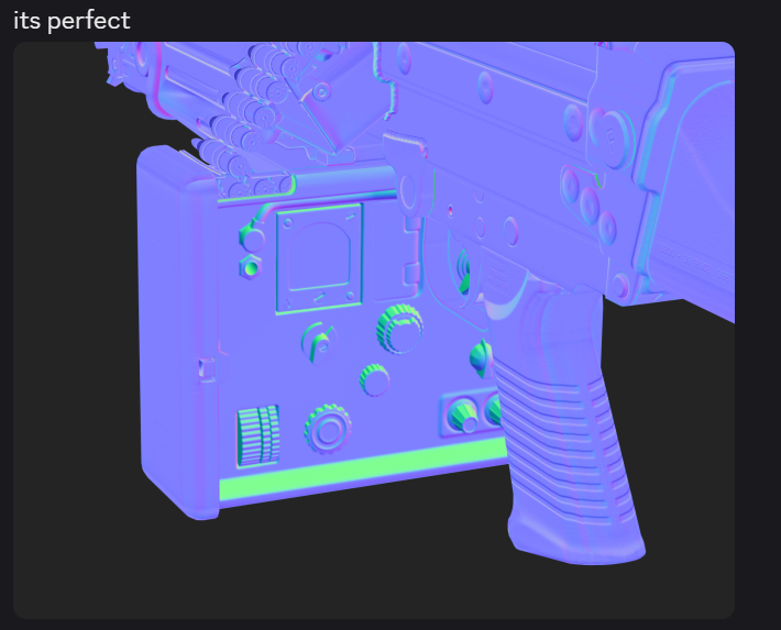 Prymexxx's tweet photo. Throwback to when i was figuring out how to project normals for our M249 and encountered countless issues. Took me a whole 20 hours after trying every possible solution the very last one I tried worked... 😅

for @CounterStrike https://t.co/K1JlWhJLFM