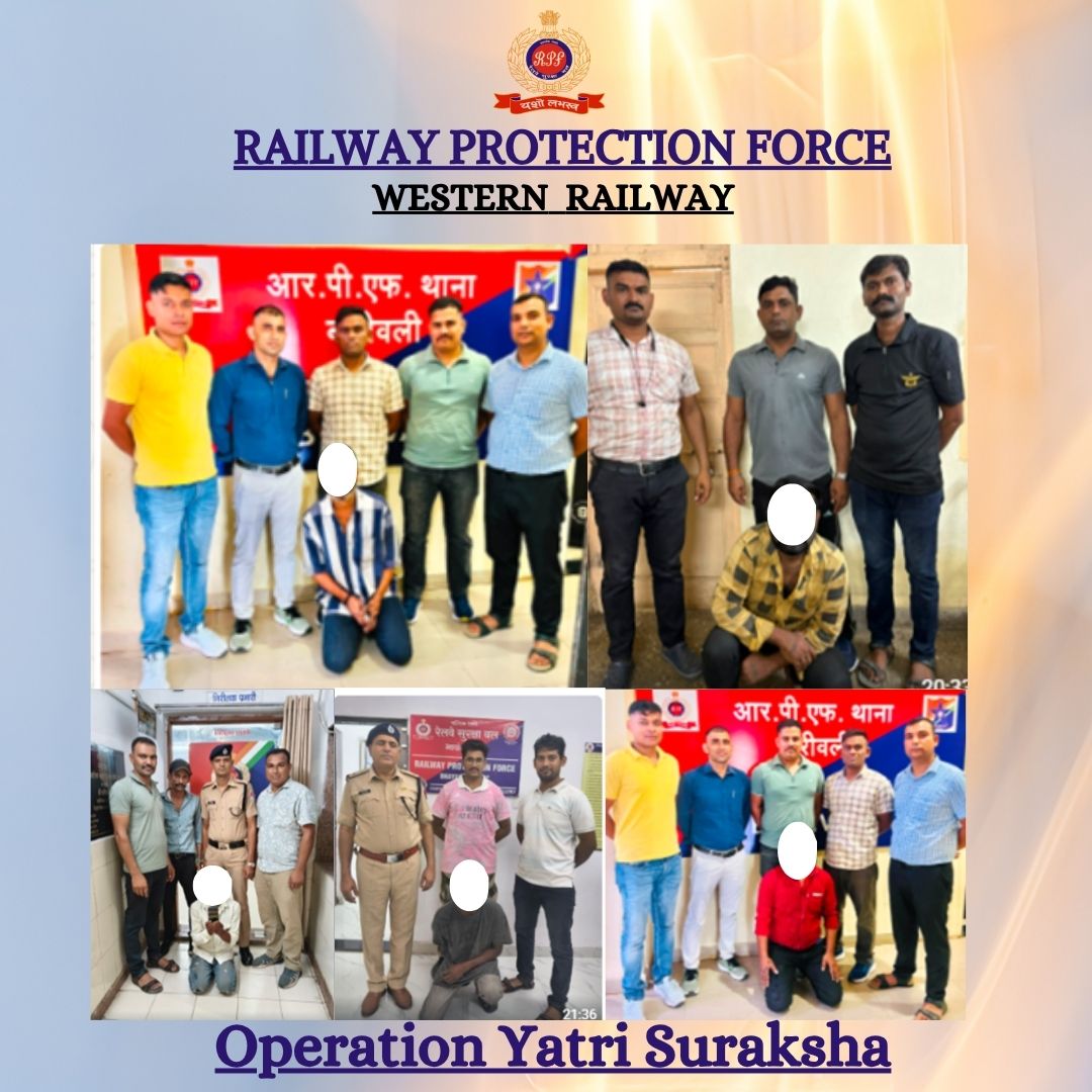 rpfwr1's tweet photo. #OperationYatriSuraksha
July 14, 2026 wary RPF Western Railway caught 05 thieves, with the help of CCTV, gross worth Rs. 91,500/- After enquiry, There were handed over to GRP for further legal action. 
@RPF_INDIA https://t.co/3j4asJH5AR