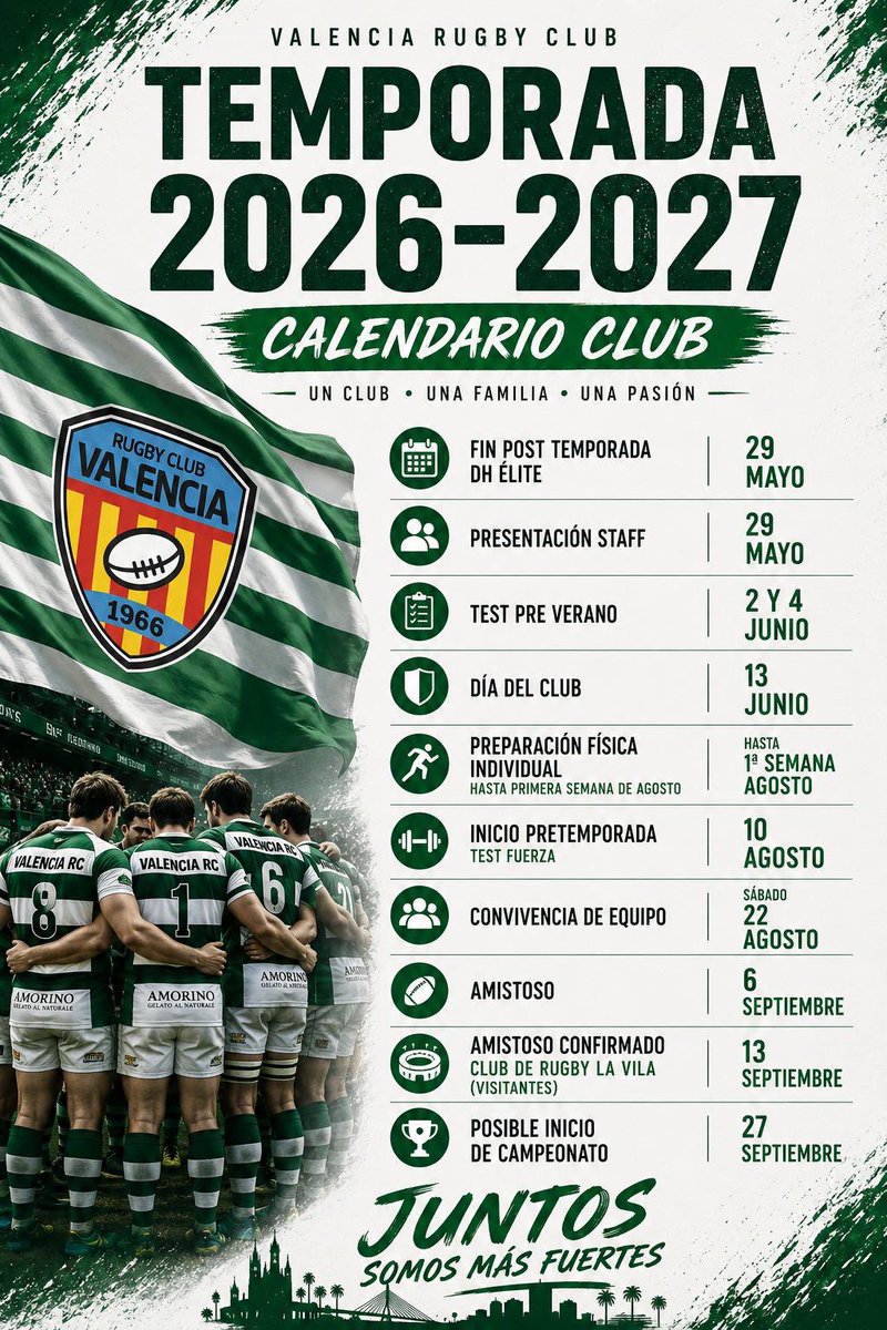 valenciarugby's tweet photo. 📆 Calendario de nuestro grupo élite hasta el inicio de la temporada 💪🏼🤍💚

Atentos a las próximas novedades, seguimos con este ilusionante proyecto, poco a poco y siempre creciendo 🤞🏼💚🤍 https://t.co/SfXNUqr9bb