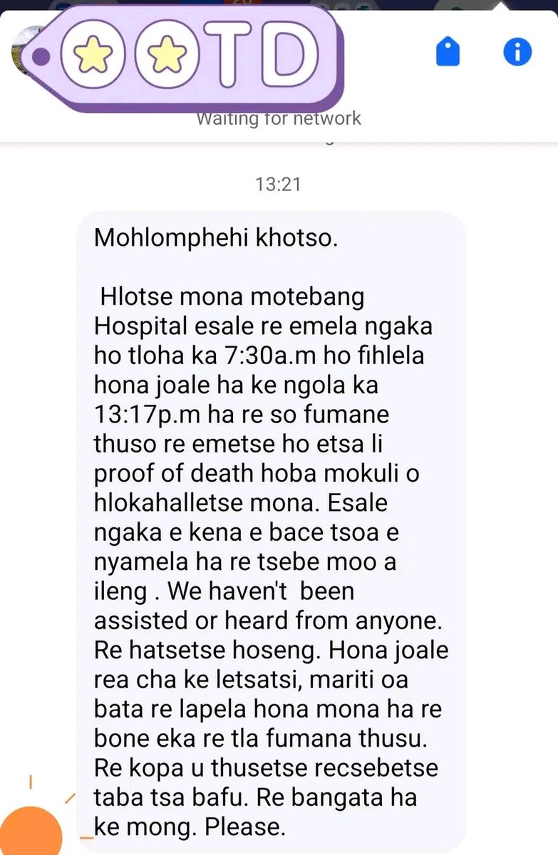 TsekoThapelo's tweet photo. Picture courtesy of Machesetsa Mofomobe's Facebook page as at today.

Ke sa pheta ke botsa, which hospital is functional for Basotho to rely on haeka ho hobe hohle?
I'm raising this concern because our health system is failing Basotho dismally and we need to be honest. https://t.co/mJcLhvhEEq