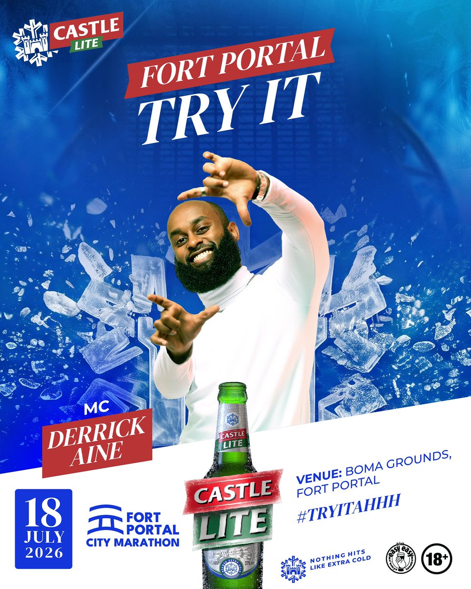 CastleLiteUg's tweet photo. Fort Portal, are you ready? 

It all starts with the Fort Portal City Marathon. Then, the celebration begins.

Join Mun G and MC Derrick Aine at Boma Grounds on 18th July as they bring the ultimate vibes, with Castle Lite bringing the AHHH.

Drop a heart in the comments, and we'll reveal the after-run plan.

CastleLite TryItAhhh FortPortalCityMarathon