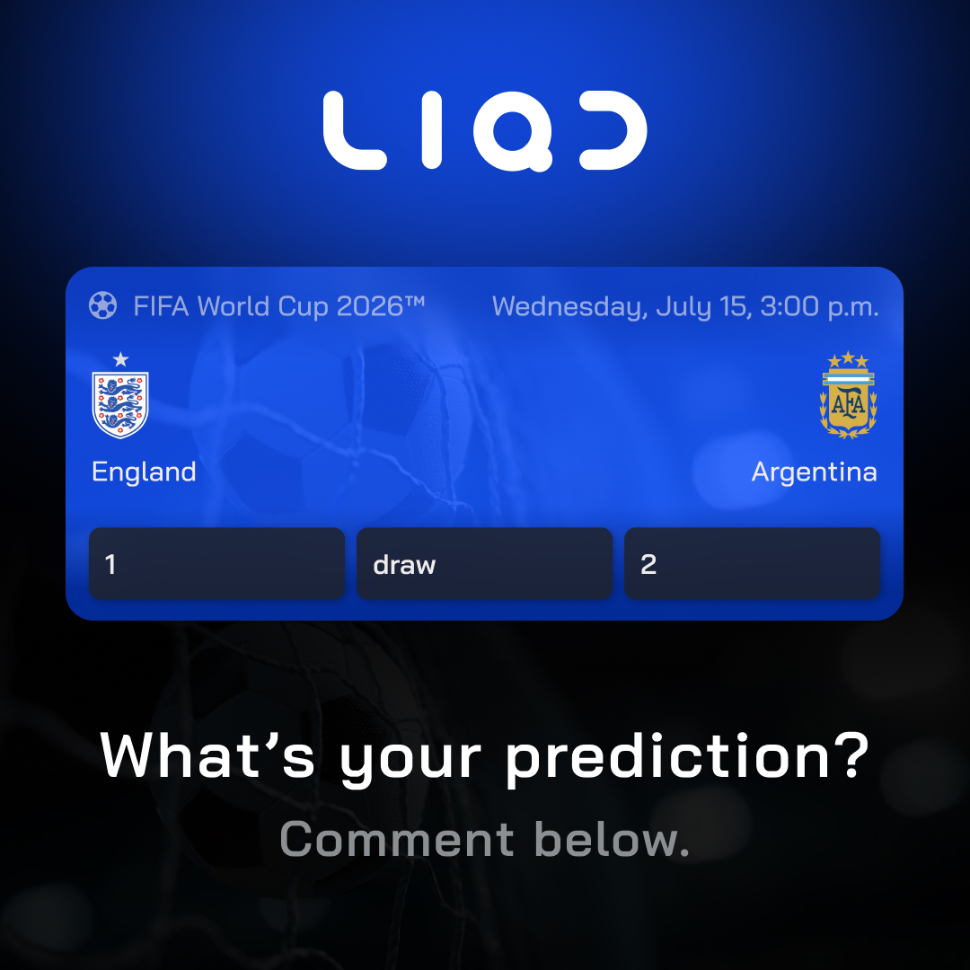 LIQDgg's tweet photo. England 🇬🇧 vs Argentina 🇦🇷 for the other spot.

Predict the winner below. One correct pick takes $100.

Who's Cashing? https://t.co/aauj8X8cSZ