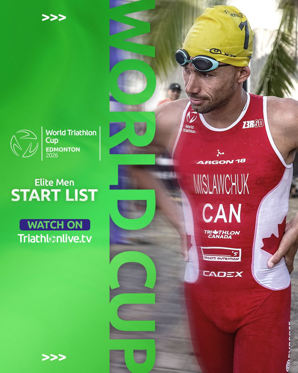 worldtriathlon's tweet photo. Ready to send it โก๏ธ
The starting list for the menโs #EdmontonWC ๐จ๐ฆ
Watch on https://t.co/YFY80R4n6u this Saturday!
โฑ๏ธ 14:00 MDT
#Triathlon #BeYourExtraordinary https://t.co/6p17hCQdhg