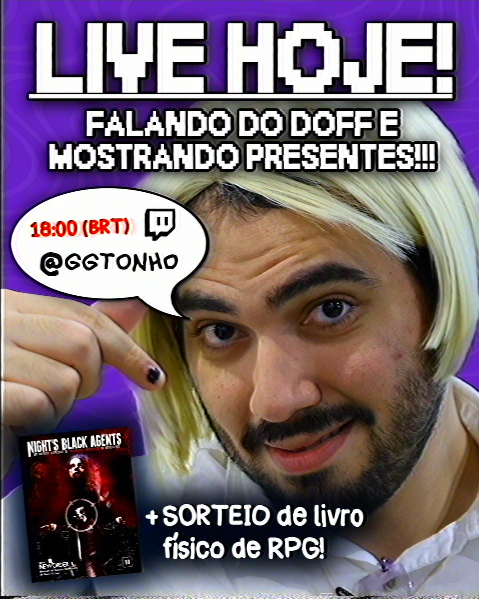 ggtonho's tweet photo. 🚨 HOJE TEM LIVE falando como foi o Diversão Offline, além de mostrar todos os presentinhos que recebi!

E pra presentear VOCÊS também, a @EditoraNewOrder me cedeu um livro físico de Night Black Agents para sorteio na live :)

🟣 vai rolar lá na roxinha, link abaixo! ⬇️ https://t.co/XWj8RPd3fW
