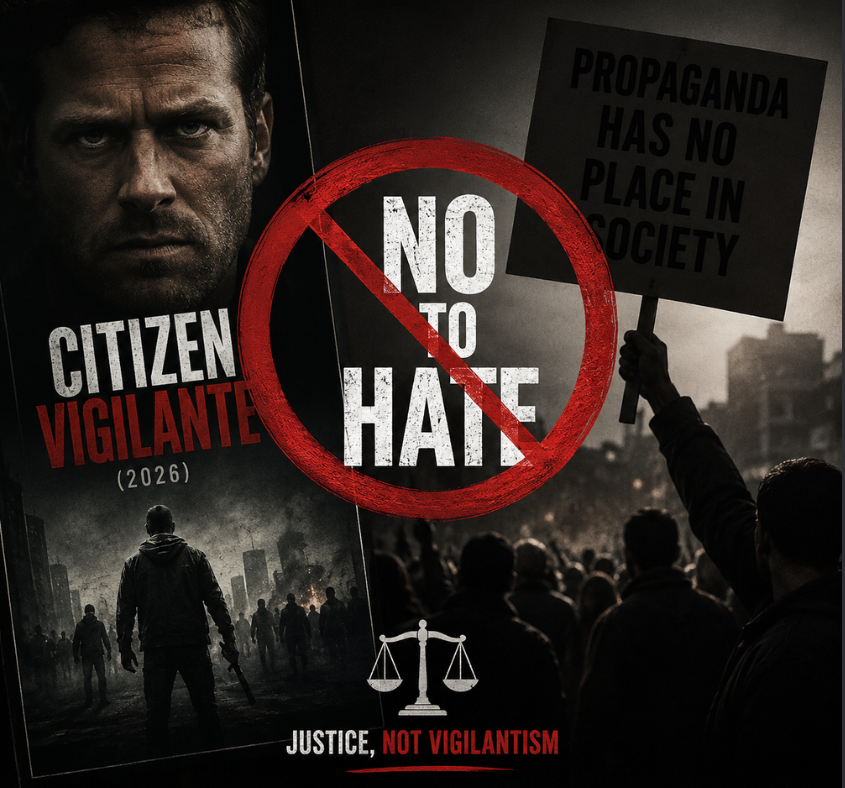 Officialelyaas's tweet photo. I believe Citizen Vigilante (2026) represents a dangerous trend where hatred is repackaged as entertainment and fear is marketed as courage.

A society cannot claim to defend civilization while celebrating vigilante violence, collective blame, or the demonization of entire communities. History has repeatedly shown the consequences of propaganda that turns minorities and migrants into targets.

Director Uwe Boll has every right to make films, and audiences have every right to criticize the messages those films promote. Filmmakers do not create stories in a vacuum; narratives shape perceptions, influence discourse, and can deepen divisions.

Justice is delivered through the rule of law, not through mobs or self-appointed vigilantes.

If a movie encourages people to see human beings as enemies because of their nationality, religion, or background, then it deserves scrutiny and criticism—not applause.

We need stories that build understanding, not hatred.
We need dialogue, not scapegoats.
And we need to reject propaganda regardless of who it targets.
— Elyaas
#CitizenVigilante #NoToHate #StopPropaganda #HumanRights #RuleOfLaw