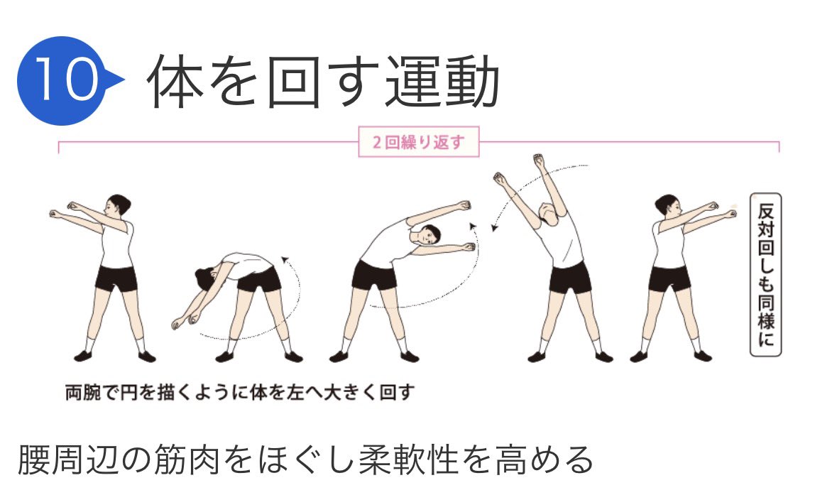 4050health's tweet photo. @anvnqt あまり悪い習慣を持ってなかったので、やったら劇的に調子が良くなるのは、ラジオ体操の体を横に曲げる運動、体を前後に曲げる運動、体を回す運動。この運動で腰痛や首の痛みが出なくなったよ。
https://t.co/gqKi4USQN6 https://t.co/BFOdel7D6s