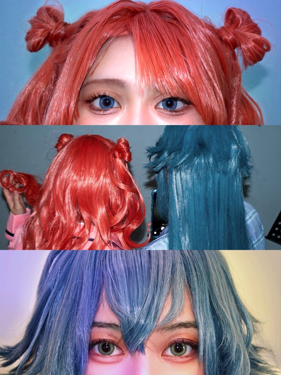 tohitoni's tweet photo. ⚠︎︎Cosplay  
学園アイドルマスター

🟥🟥　🟦
🟦🟦　🟥

@0___1s2 
@tohitoni https://t.co/Ufgwcvdgl4