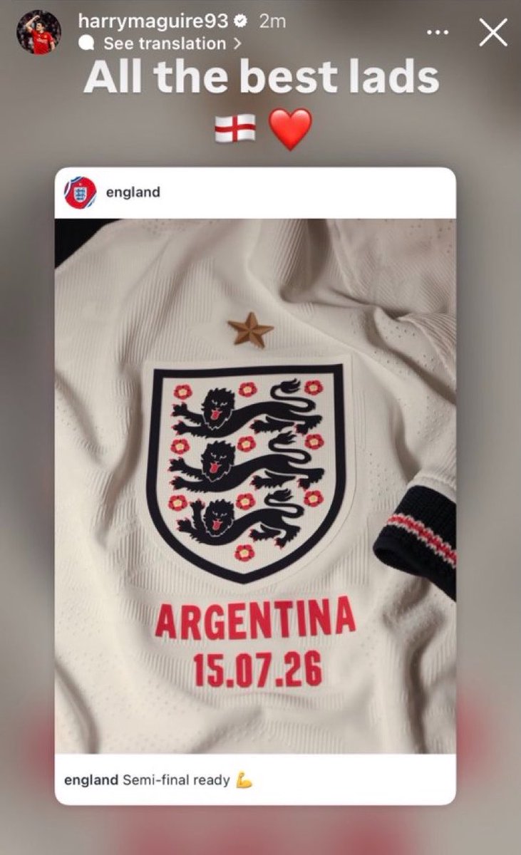 UtdWrestlinTalk's tweet photo. 📸 - Harry Maguire on Instagram: 

“All the best lads 🏴󠁧󠁢󠁥󠁮󠁧󠁿❤️” https://t.co/Zt6IEUfKXt