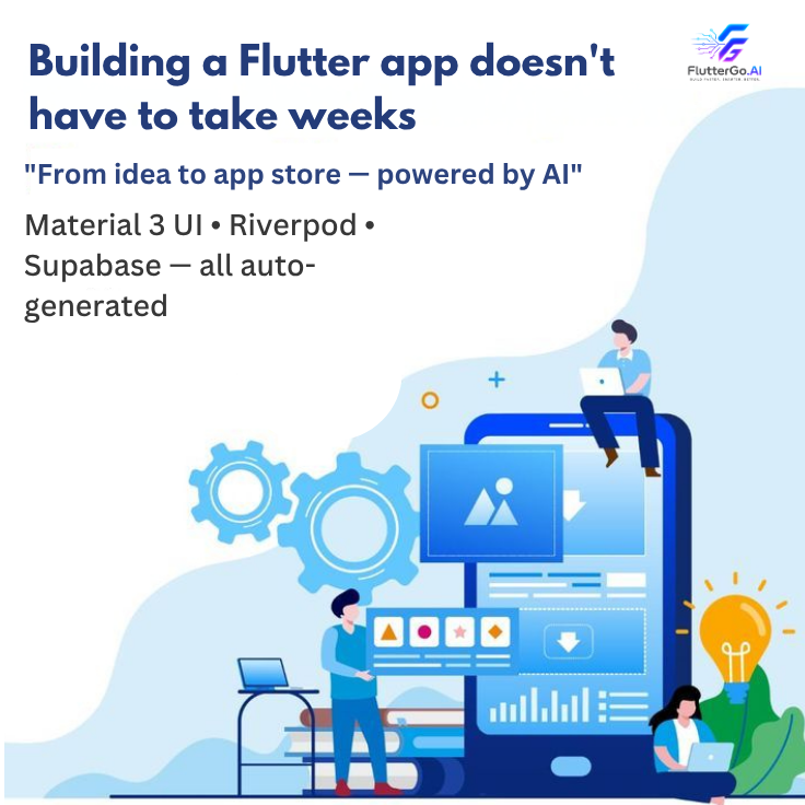 fluttergoai's tweet photo. Twitter ke liye caption:
Building a Flutter app doesn't have to take weeks anymore. 🚀
Material 3 UI • Riverpod • Supabase — all auto-generated from just an idea.
That's the https://t.co/JctjjtSZII way.
#FlutterDev #AppDevelopment  #BuildInPublic https://t.co/pLocgRvg8o