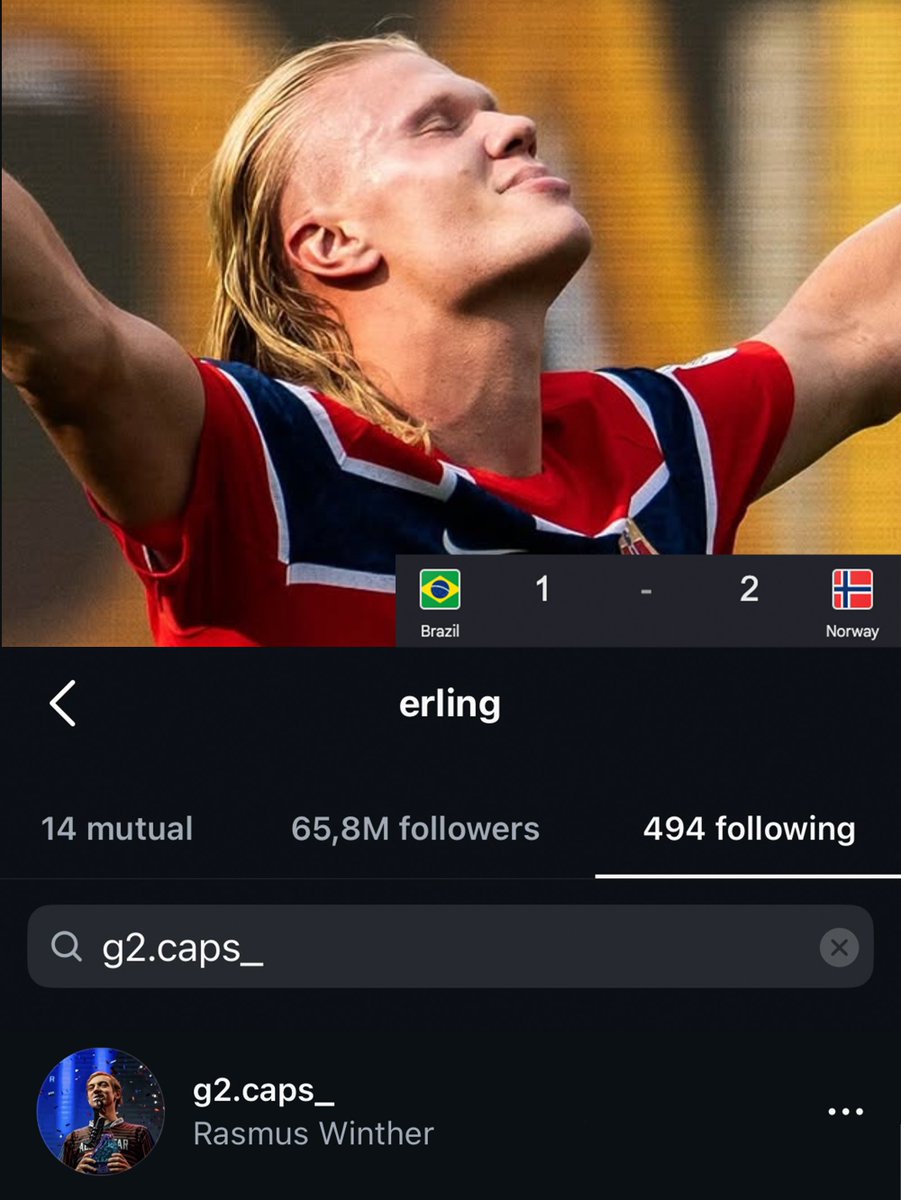 G2League's tweet photo. 🚨 Haaland and Caps have re-followed each other on Instagram after G2 also beat Brazil today https://t.co/Bqb33ioqxj