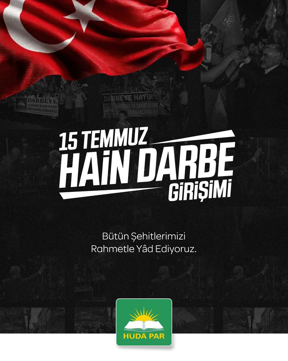HurDavaPartisi's tweet photo. 15 Temmuz emperyalist darbe teşebbüsünün üzerinden 10 yıl geçti. Tankların karşısına dikilen halkımızın kararlı ve fedakâr direnişiyle akamete uğratılan bu teşebbüs, bizlere tam bağımsızlık yolunda siyasi, askerî ve ekonomik olarak güçlü olmamız, toplumsal barışımızı tam anlamıyla tesis etmemiz gerektiğini bir kez daha hatırlatmıştır.

Allah’ın yardımı ve milletimizin fedakârlığıyla bertaraf edilen bu girişim sadece bir darbe teşebbüsü değil, emperyalist bir işgal girişimiydi. Bu nedenle darbeciler kadar onların yularını ellerinde tutan kuklacı emperyalist güçlere karşı da tedbirli ve teyakkuz halinde olmak gerekir.

15 Temmuz darbe girişiminin yıldönümü vesilesiyle kahraman şehitlerimize rahmet diliyor, Yüce Allah’tan memleketimizi ve bütün İslam dünyasını zulüm ve haksızlıklardan, işgal ve katliamlardan muhafaza etmesini temenni ediyoruz.

Açıklamanınım tamamı için tıklayınız: https://t.co/GCaefMtIMO