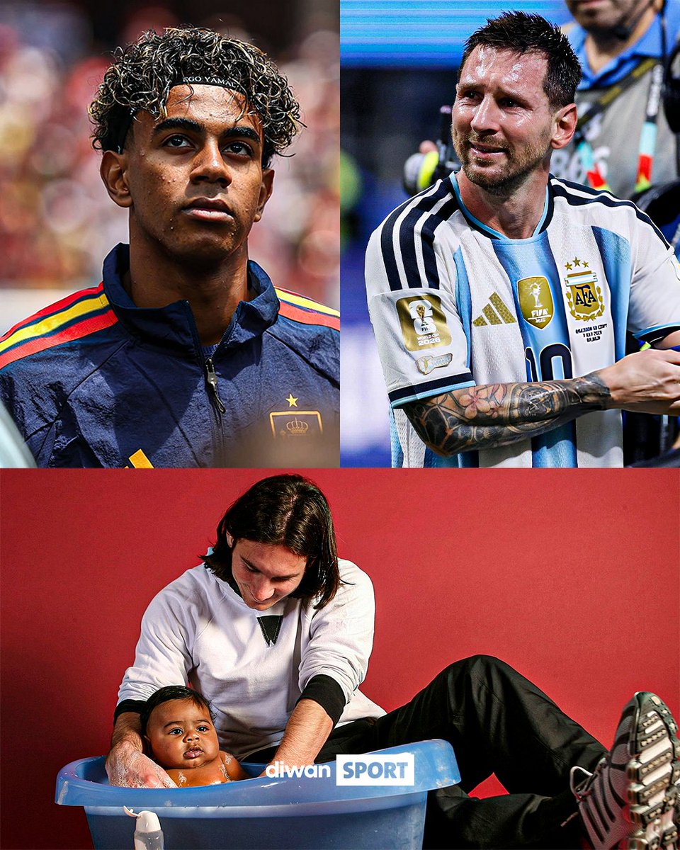 DiwanSport's tweet photo. فيناليسيما استثنائية منتظرة! 🔥
بعد مرور ما يقارب 20 عاماً على فوز عائلة لامين يامال بقرعة خيرية لالتقاط صورة مع ليونيل ميسي، قد يقف الاثنان وجهاً لوجه (في حالة فوز الأرجنتين على إنڨلترا) في المباراة الأكبر في تاريخ كرة القدم 🏆
 #Finalissima #FIFAWorldCup https://t.co/xY5krxlvxg