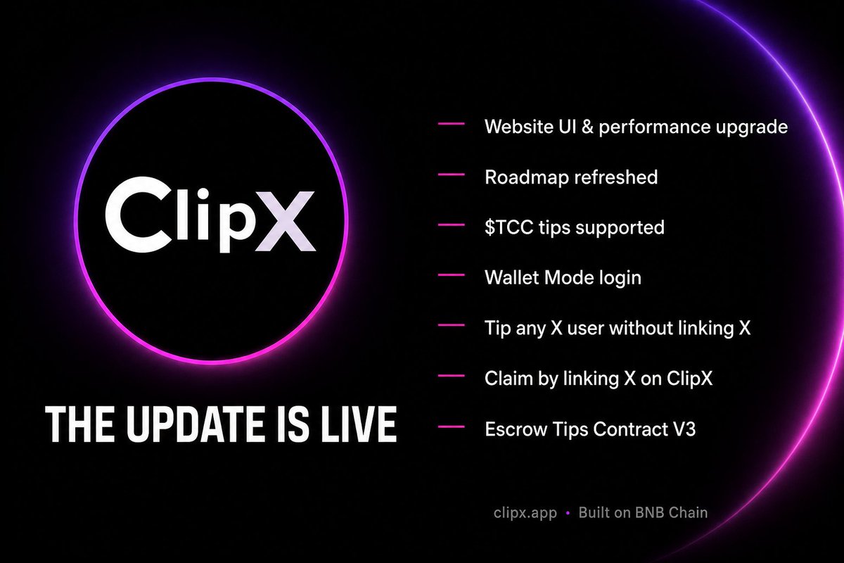 ClipX0_'s tweet photo. Big ClipX update just shipped 👀

Website, tipping, and Escrow  all upgraded.

Thread ↓🧵 1/4 https://t.co/VOSAT3vhJU