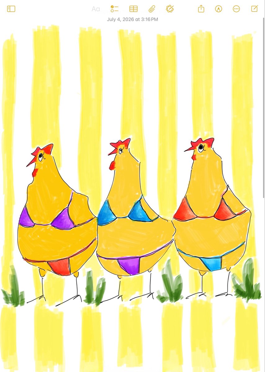 mac___bymac's tweet photo. Chickini’s (chickens in bikinis) on the notes app https://t.co/XbVqUJCNPa