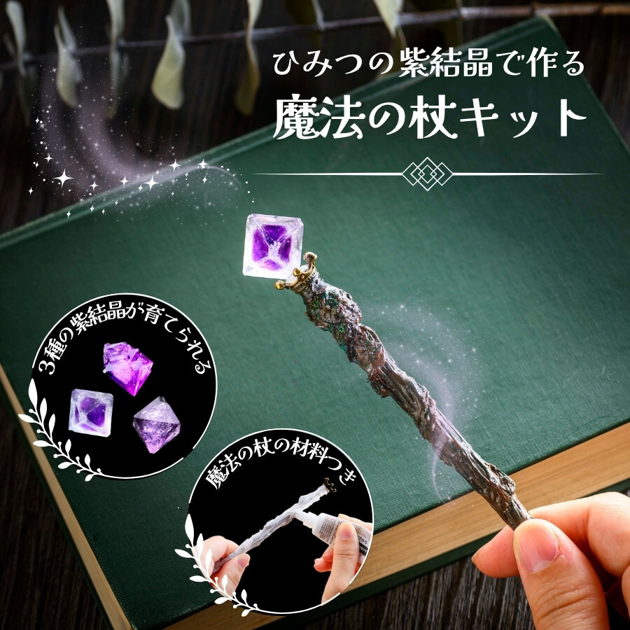 denfaminicogame's tweet photo. 自分だけの「魔法の杖」を作れるキットが発売中。結晶のお世話は、1日に1回溶液をかきまぜるだけ
https://t.co/Cs2OV5LsAF

ミステリアスな「紫結晶」に儚い色合いの「うす紫結晶」、結晶を“ジャム”のようにとじこめた「ジャム結晶」の3種類を育てられる。杖もコブ感やツタを表現したりとアレンジ可能 https://t.co/B45KcLDw3i