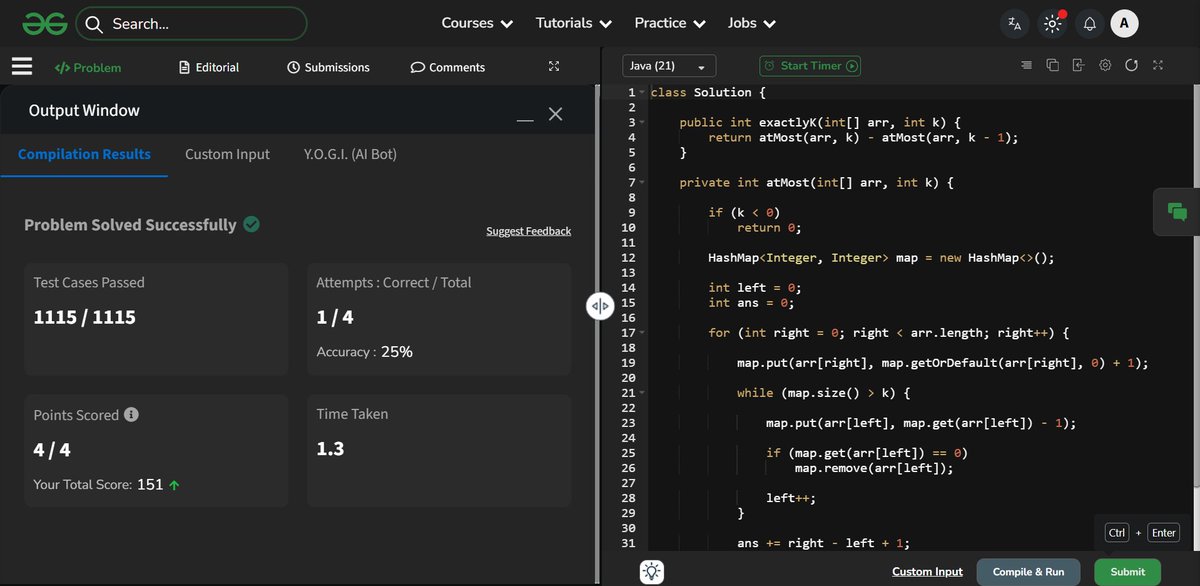 a_aany_a's tweet photo. Yayy!! 
Day 45 #SDESheetChallenge

✅ Flood Fill (DFS)
✅ Kth Largest Element in Array (Min Heap)
✅ Subarrays with K Distinct Integers (Sliding Window + HashMap)

Focused on graph traversal, heaps, and the "at most K" sliding window trick.
@striver_79 @takeUforward_ 

-AS (ToT) https://t.co/zflkc4sVWJ
