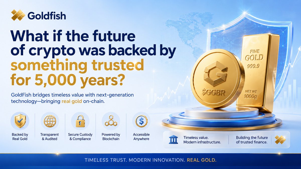 revidhooo's tweet photo. Innovation is powerful—but trust is what makes it last. @goldfishggbr brings real gold on-chain, combining the stability of a timeless asset with the speed and transparency of blockchain.

Real gold. Real trust. Built for the future. https://t.co/he8nXNMxVE
