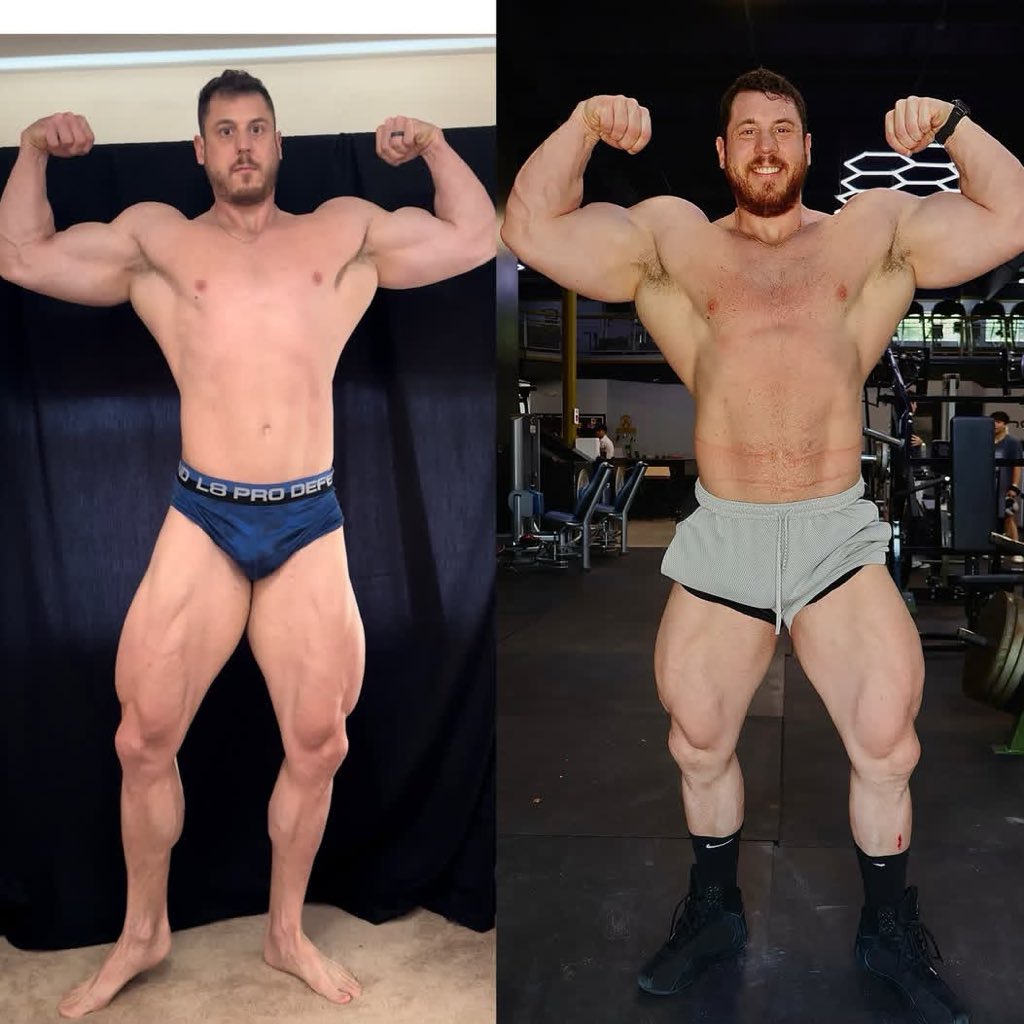 Johnsmithtdbv's tweet photo. Peak offseason Nov 2023 (260lbs) vs 5 weeks into health phase 2026 (303lbs). No secrets  just hard work every single day on workouts, sleep, diet, &amp; recovery. Changes aren’t always visible day-to-day, &amp; small slip-ups can snowball. But if you keep ur head down &amp; stick to the plan https://t.co/15V2h2GQ6w